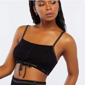 Savage X Fenty Eyelet Knit Cropped Cami Tank Black Size XL